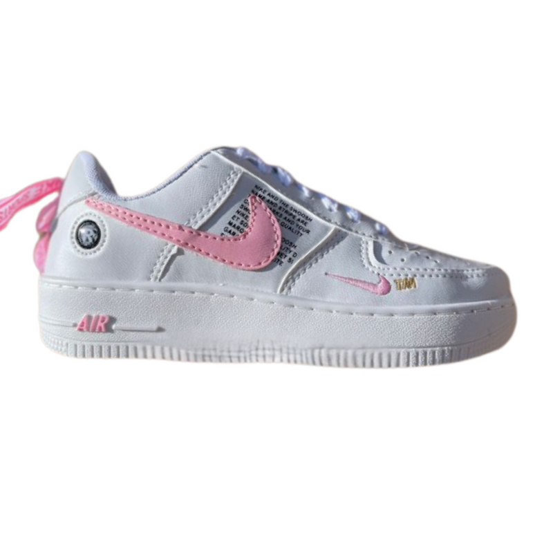 Tênis NK Air Force Feminino Rosa Branco